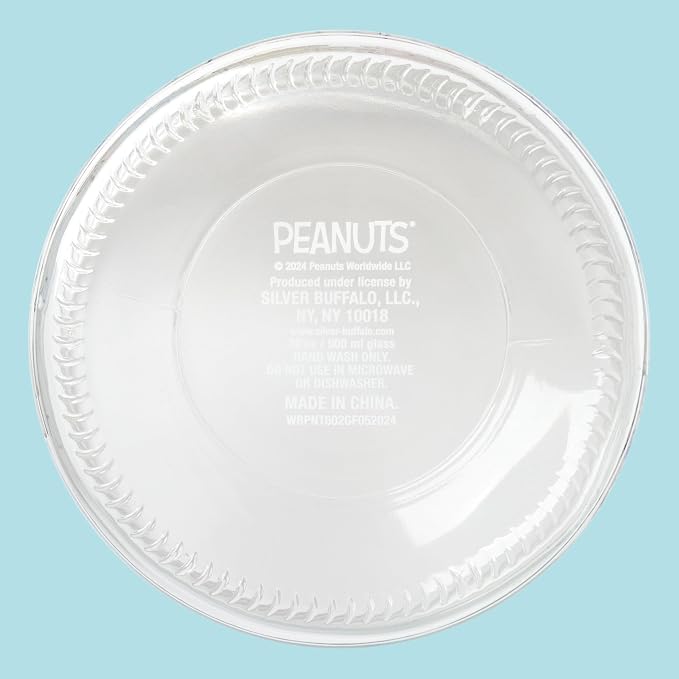 Silver Buffalo Peanuts Squad Featuring Snoopy, Glass Jar with Lid | Cookie Snack Candy Jar, Featuring Charlie Brown, Schroeder, Lucy, Linus, Sally, Pigpen, Woodstock, and Franklin, Small Size