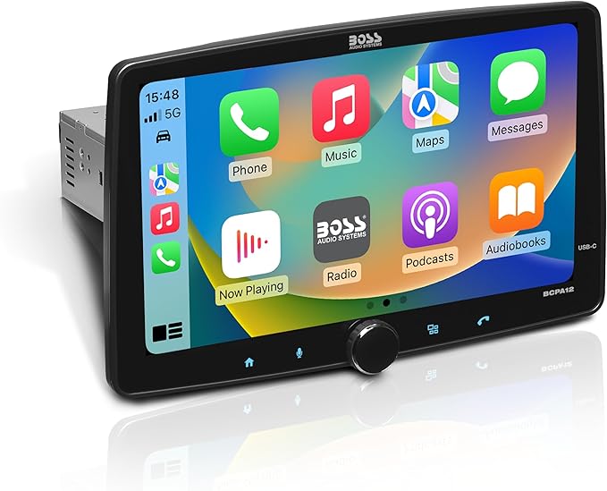 BOSS Audio Systems BCPA12 Car Stereo, CarPlay, Android Auto, Single DIN