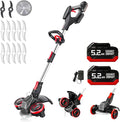 20V Electric Weed Wacker with Wheels, 5.2Ah Battery & Charger, K&GO Force | 1200W & 21000RPM Brushless Motor | Easy for Seniors & Women | For Thick Grass & Branch | Brush Cutter/Mower/Edger | 90+Mins