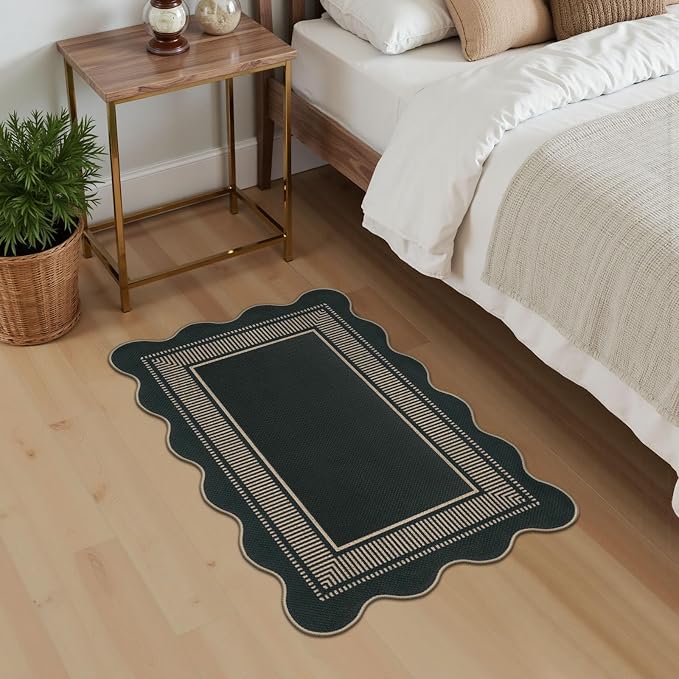 Easy Jute Outdoor Mats for Front Door, 2x3 Small Washable Kitchen Rugs, Farmhouse Black Throw Rug Non Slip Indoor Outdoor Carpet for Porch Entryway Foyer