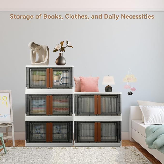 Storage Bin, Cabinet with Lids, Extra Large, Useful Box, 19 Gallon (72L) Capacity, Foldable, Plastic, Underbed or Countertop Use, Home Organizer