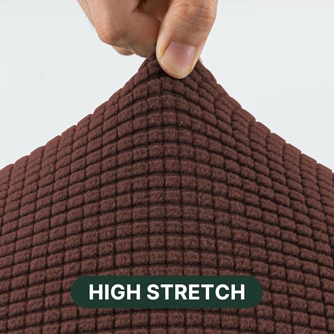 H.VERSAILTEX Stretch 2 Piece T Cushion Sofa Slipcovers Individually Sofa Cushion Covers for 2 Cushion Couch Sofa Seat Cushion Covers with Elastic Bands Featuring Thicker Jacquard Fabric, Burnt Brick