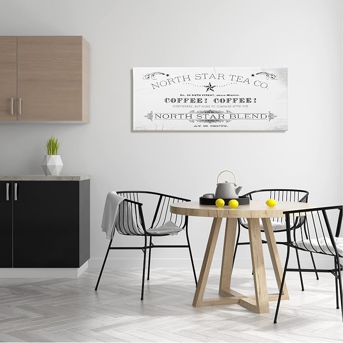 North Star Tea Coffee Vintage Sign, 20 x 48 Inch Canvas Wall Art | Stupell Industries · By Lil' Rue · Ready to hang · Great for kitchen or dining room · Made in USA
