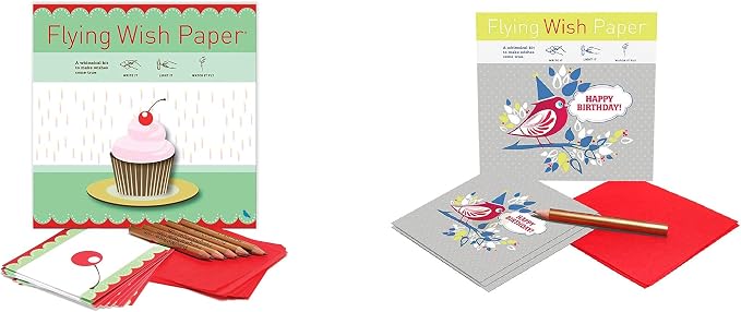Flying Wish Paper Combo Pack Bundle - Birthday Cupcake Large Kit + Birthday Birdy Mini Kit, (2 x Sets)