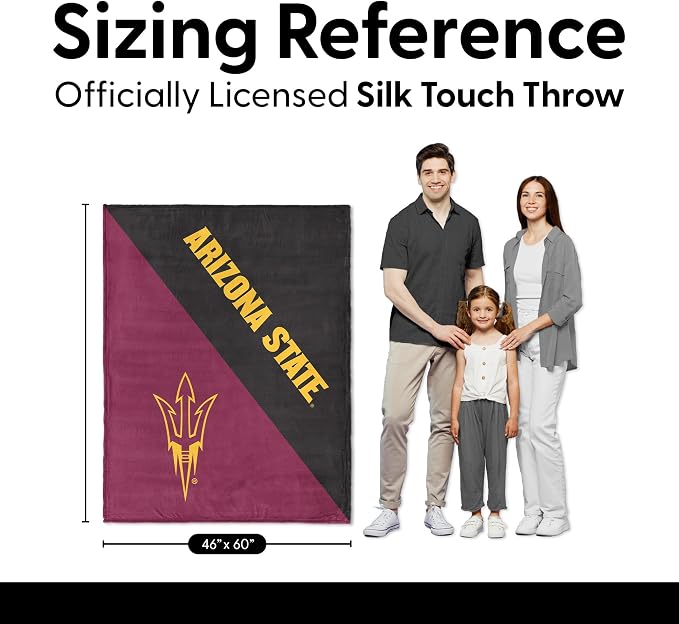 Northwest NCAA Silk Touch Throw Blanket, Ultra Soft Plush Polyester, Lightweight Warm Decorative Fan Gift, 46 x 60 in