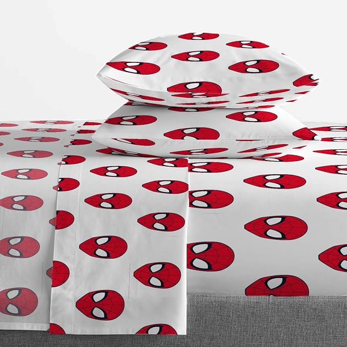 Marvel Spiderman Queen Comforter Set 5 Piece Kids Bedding for Boys, Blue | Bed in a Bag, Comforter Sheets Pillowcases, Official Product, Soft Microfiber, Machine Washable, Easy Care, Boys Gift
