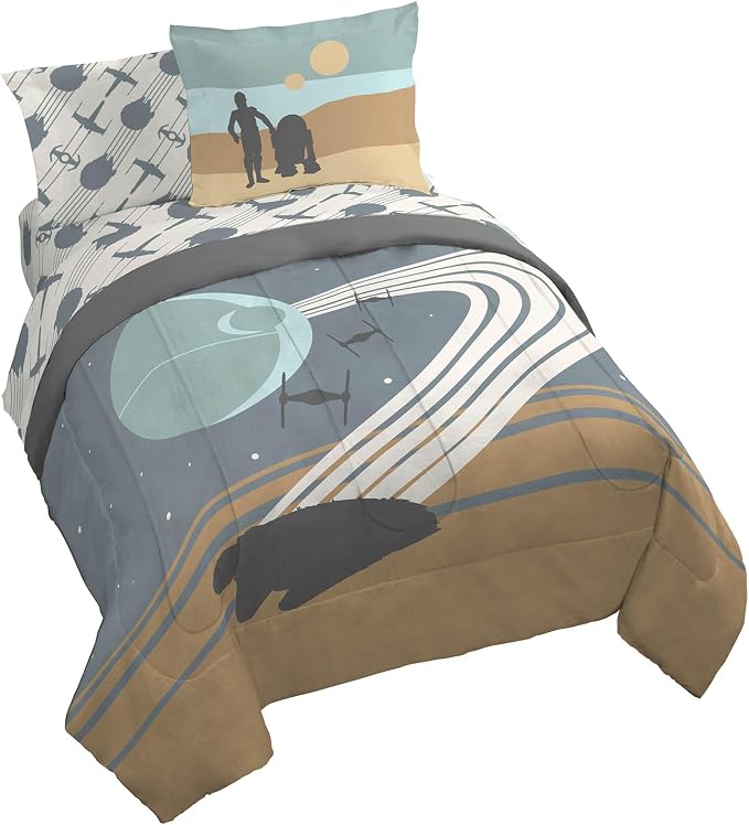 Star Wars Queen Comforter Set 7 Piece Soft Bedding for Boys, Multi | Bed in a Bag, Comforter Sheets Shams Pillowcases, Official Product, Soft Microfiber, Machine Washable, Boys Gift