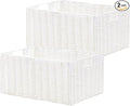 Vagusicc Wicker Storage Basket, Set of 2 Hand-Woven Paper Rope Wicker Basket, Small Storage Baskets for Organizing Toilet Paper Basket, Foldable Large Cube Storage Organizer Bins for Shelves (White)