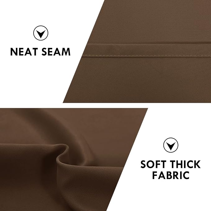 DWCN Blackout Curtains Room Darkening Thermal Insulated Bedroom Curtains Window Curtain Panels, 52 x 45 inches Long, Set of 2 Brown Rod Pocket Drapes