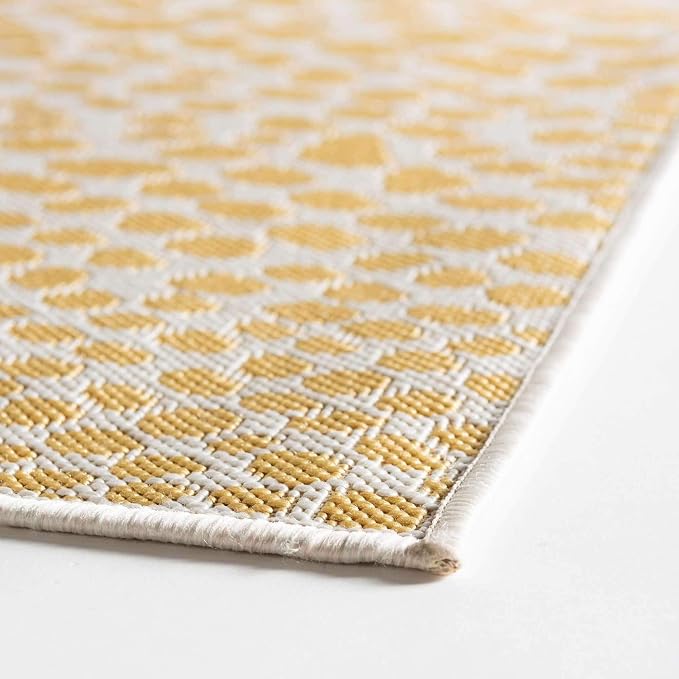 Unique Loom Jill Zarin Outdoor Collection Area Rug - Cape Town (9' x 12' Rectangle, Yellow Ivory/ Ivory)
