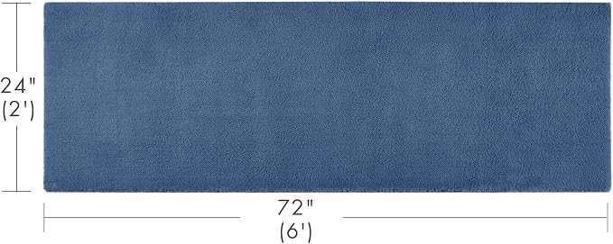 Madison Park Signature Marshmallow Bathroom Rug Non Slip, Luxrurious Plush Bath Mat, Absorbent, Quick Dry, Spa Design Bath Room Décor, 24x72, Navy | Non slip Backing, Spa Quality Luxurious Plush Bath Rug for Bathroom, Quick Dry, OEKO TEX