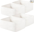 OIAHOMY 4 Pack 14.17 * 11.02 * 6.3IN Storage Baskets for Organizing Shelves, Woven Rope Baskets for Organizing Books, Clothes, Decorative Basket for Living Room, Nursery, Bedroom, Gift Basket, White
