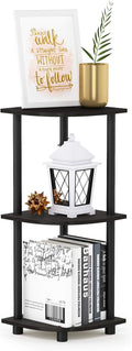 Furinno TURN-N-TUBE Corner Shelf, 3-Tier Corner Bookshelf, Display Storage Shelves with Open Shelves, for Organization and Storage, Living Room, Home Office, Garage, Espresso