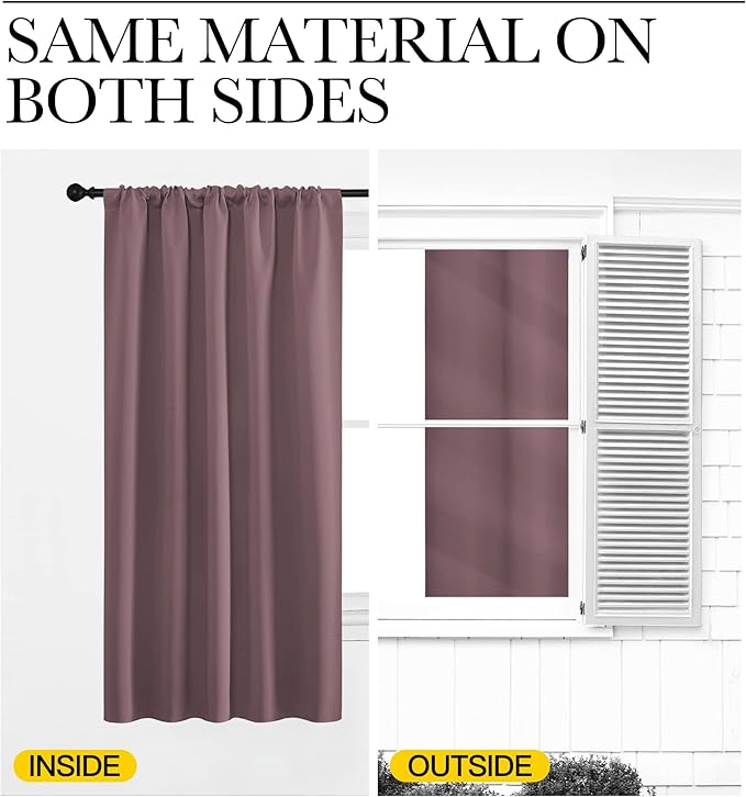 NICETOWN Kitchen Curtains, Short Blackout Curtains & Drapes, Home Decoration Privacy Thermal Insulated Curtains for Unicorn Theam Room (Dry Rose, 34" Wide, 54" Long, 2 PCs)