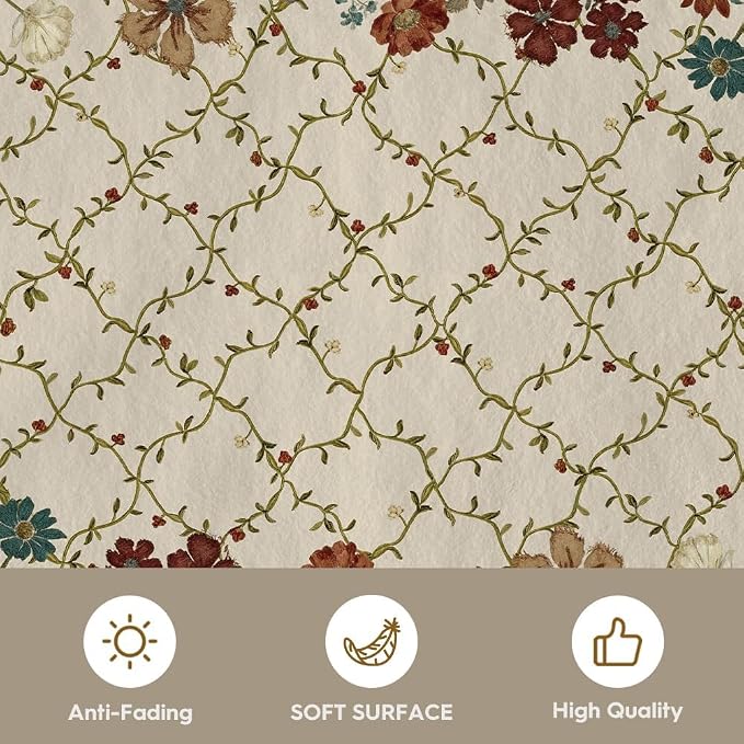 Artoid Mode Rustic Check Flower Spring Area Rug, Summer Home Decor Low-Profile Non-Slip Washable Large Rug for Living Room Bedroom Farmhouse Dining Room Kids Playroom 5x7 Feet
