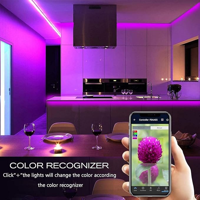 MIHEAL 5050 WiFi RGB LED Strip 65.6Ft IP65 Waterproof Black PCB Kit | Smart WiFi flexible PCB 5050 LED light strip soft bendable For home tv decor