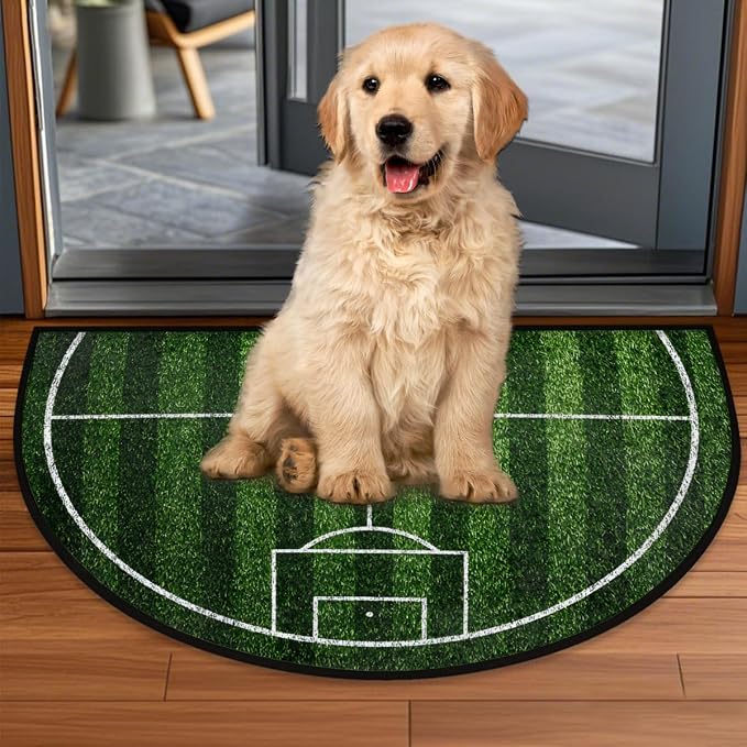 Sport Green Half Round Doormat Semi Circle Rug Half Moon Rug Entryway Mat | Sport Green Washable Non Slip Outdoor Floor Rug Kitchen Mat for Indoor Outdoor Bathroom Fireplace Bath Decor