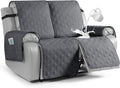 VANSOFY Waterproof Recliner Couch Covers, Sofa Covers 1-Piece Washable Reclining Sofa Cover Non-Slip Furniture Protector with Elastic Straps Pocket for Dogs, Pets(Dark Gray,2 Seater)