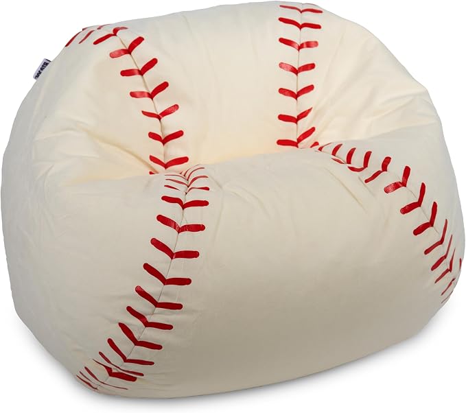 Big Joe Sports Ball Bean Bag Chair for Kids, Baseball Plush, Ultra-Soft Lightweight Polyester Blend, 2.5 Foot Refillable