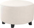 H.VERSAILTEX Ottoman Cover Stretch Ottoman Slipcover Round Ottoman Storage Cover Folding Stool Covers Furniture Protector Cover for Footrest Ottoman Fit Dia 30" - 41", Ivory