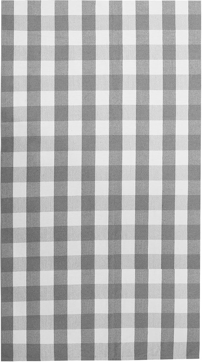 IOHOUZE Buffalo Plaid Rug 5x7 Ft Indoor Outdoor Rug, Washable Rugs for Living Room, Spring Summer Welcome Mats Outdoor, Cotton Area Rug for Farmhouse/Entryway/Home Entrance, Grey White