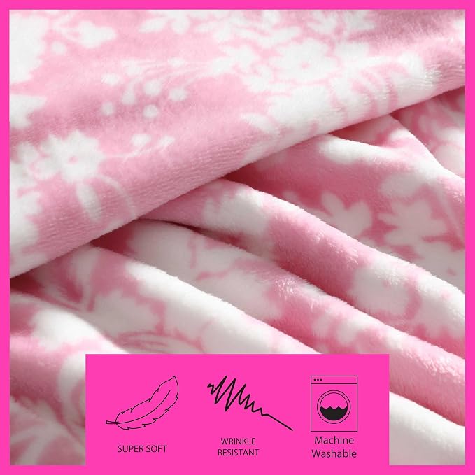 Betsey Johnson - Blanket, Buttery-Soft Throw Blanket for Couch or Bed, Boldly Plush & Oversized Bedding (Cottage Floral Pink, 50" x 70")