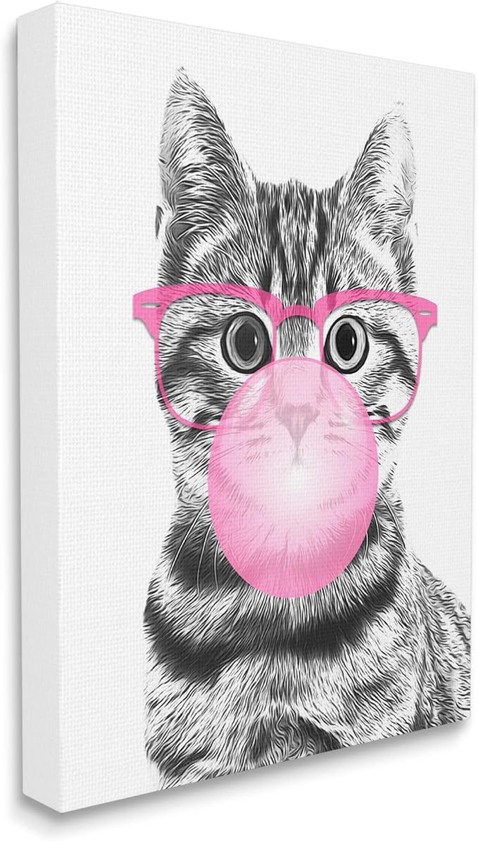 Stupell Industries Adorable Cat Bubble Gum, 16 x 20 Inch Canvas Wall Art | Stupell Industries · By Annalisa Latella · Ready to hang · Whimsical kids room or playroom accent · Made in USA