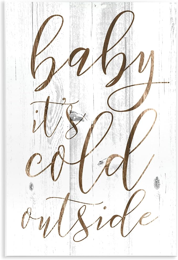 'Baby Its Cold Outside Cursive'| Wall Plaque Art | Stupell Industries | 10 x 15 Inches, Easy to Hang and Sturdy, Made in USA, by Lil' Rue