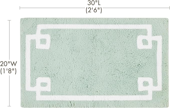 Madison Park Evan 100% Cotton Bathroom Rug Non Slip Backing-Luxrurious Tufted Plush Bath Mat Absorbent, Quick Dry, Spa Design Shower Room Décor, 20x30, Seafoam (Pack of 2)