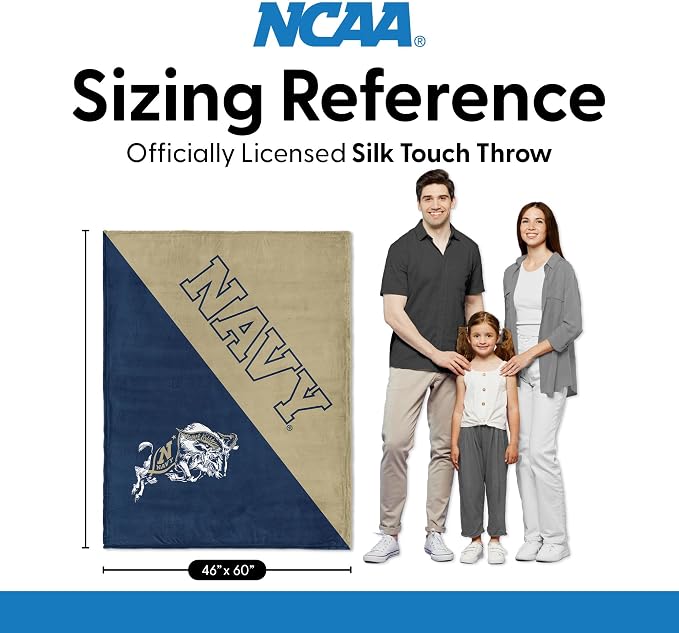 Northwest NCAA Silk Touch Throw Blanket, Ultra Soft Plush Polyester, Lightweight Warm Decorative Fan Gift, 46 x 60 in