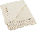 DII Modern Zig Zag Throw Blanket Woven Cotton, Hand-Knotted 2.5" Fringe, 50x60, Natural
