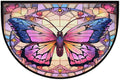 Flower Half Round Door Mat Non-Slip Semi Circle Rug Half Moon Doormat | Color Butterfly Soft Washable Welcome Entrance Mat for Outdoor Indoor Floor Bedroom Bathroom Home Kitchen Festival Decor
