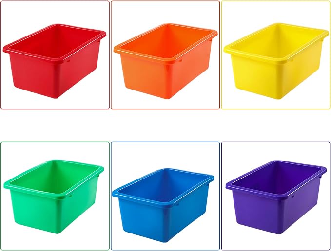 Zonon 12 Pcs Plastic Cubby Storage Bin Back to School Classroom Cubby Organization Storage Container with 1 Pack Self Adhesive Label for Office School Library(Mixed Colors,11.61 x 7.68 x 4.92)