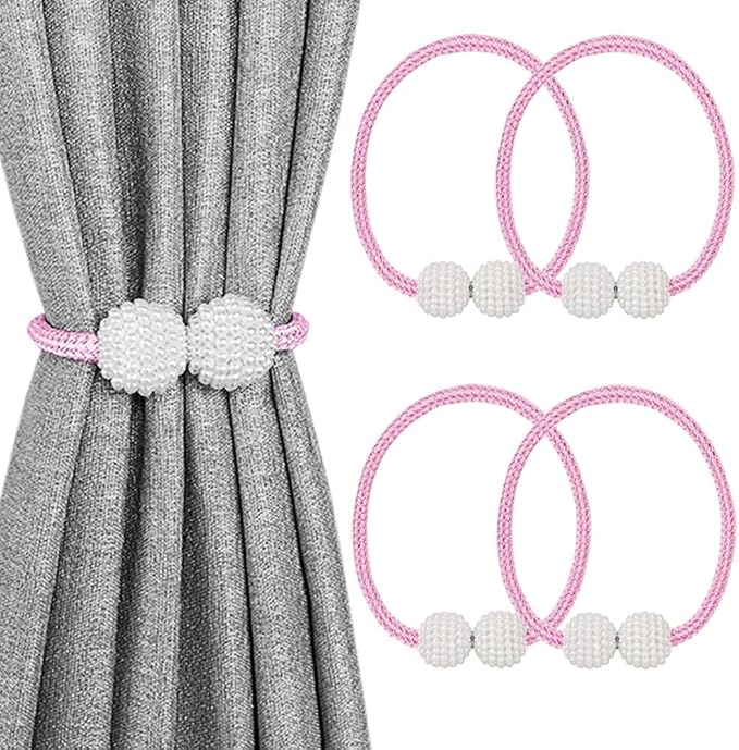 Melaluxe 4 Pack Magnetic Curtain Tiebacks, Decorative Curtain Holdbacks by Melaluxe