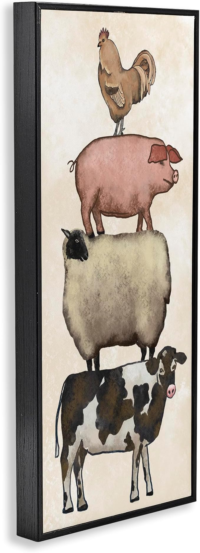 Vintage Farm Animals Country Stack, 13 x 30 Inch Framed Giclée Print | Stupell Industries · By Leah Noel Art · Ready to hang · Fits living room or family room · Made in USA