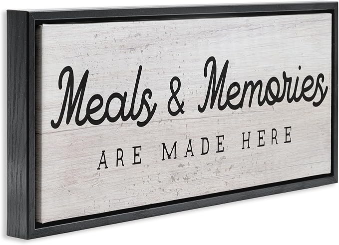 Meals and Memories Kitchen Sign, 10 x 24 Inch Canvas in Floater Frame | Stupell Industries · By Lil' Rue · Ready to hang · Rustic charm for kitchen or dining room · Made in USA