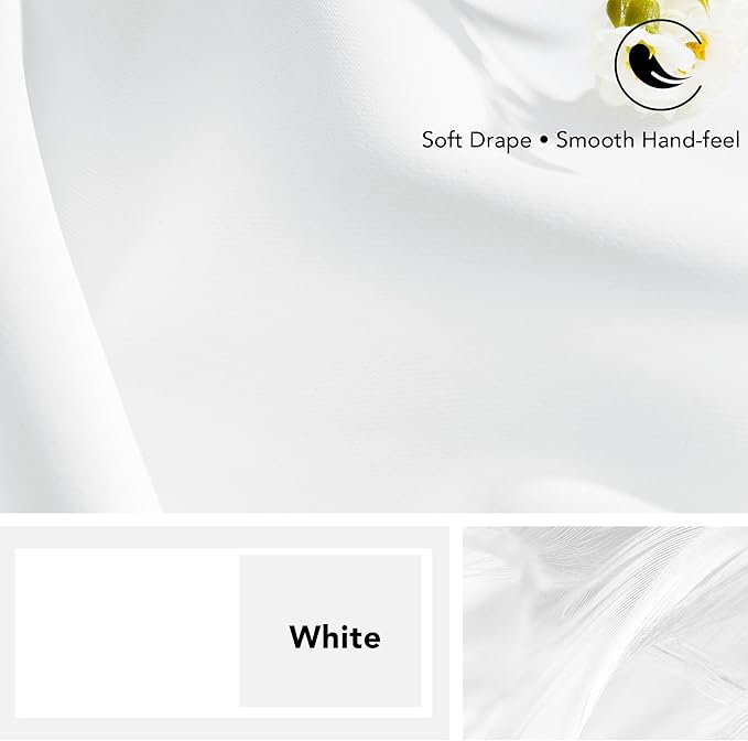 Deconovo Room Darkening Curtains, Thermal Insulated Noise-Reducing Window Panels for Bedroom, Living Room and Home Office, 2 Panels, Pure White, 70W x 84L Inch