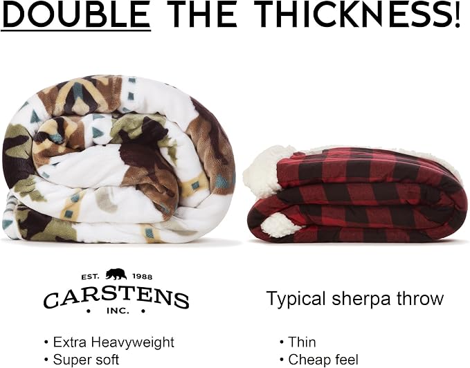Carstens, Inc. Ultra Premium Super Soft Plush Sherpa Fleece Oversized Throw Blanket 54" x 68", Hidden Lake