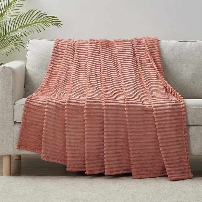 Nestl Rose Throw Blanket for Couch - Cozy Warm Fuzzy Blankets for Women, Set of 2 Small Fleece Throws for Girls - Misty Rose, 50 x 60 Inches