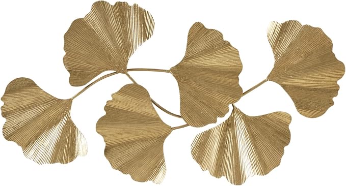 Madison Park Wall Art Living Room Décor Faye Metal Foil Ginkgo Leaf Large Home Accent Modern Inspired Dining, Bathroom Decoration Ready to Hang Ornament for Bedroom, 43"W x 23.5"H x 1.6"D, Gold