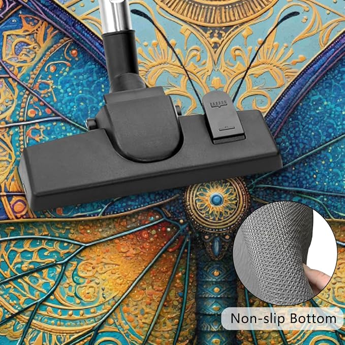 Butterfly Half Round Door Mat Semi Circle Rug Half Moon Doormat | Soft Washable Turquoise Gold Welcome Entrance Mat for Outdoor Indoor Floor Bedroom Bathroom Home Kitchen Festival Decor