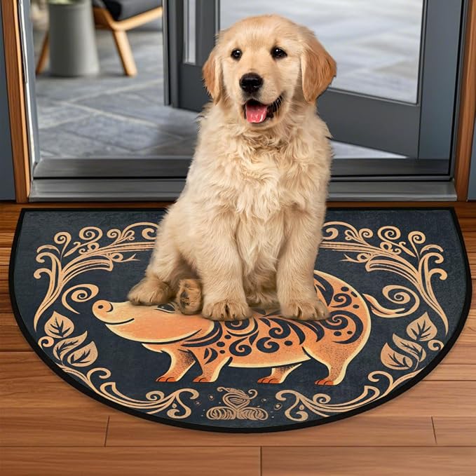 cfpolar Tribe Pig Printing Half Round Door Mat Outdoor Entrance Large 24"x36" Half Circle Welcome Entrance Way Mat Semi Circular Front Door Mat Area Rug for Garage, Patio, High Traffic Areas