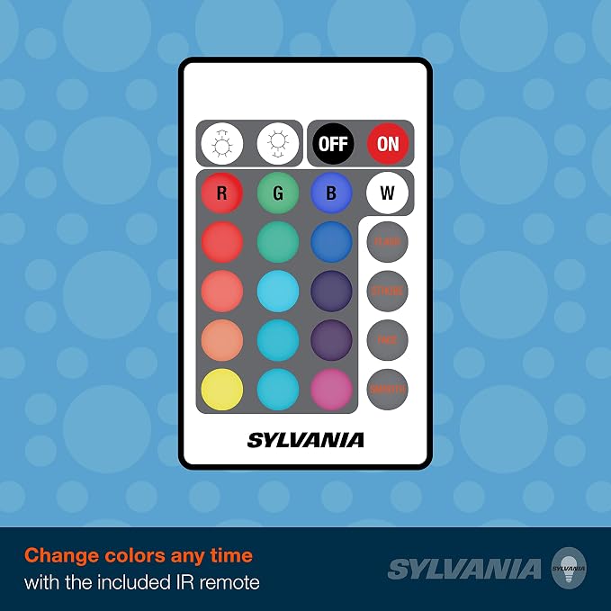 Sylvania 32ft RGB Flexible Light Strip Starter Kit, 16 Dimmable Colors with IR Remote Control, Power Adapter, Clips, White - 1 Pack (65636)