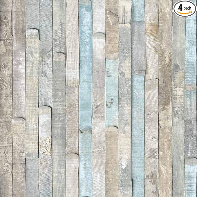 d-c-fix 346-0644-4PK Decorative Self-Adhesive Film, Beach Wood, 17" x 78" Roll, 4-Pack