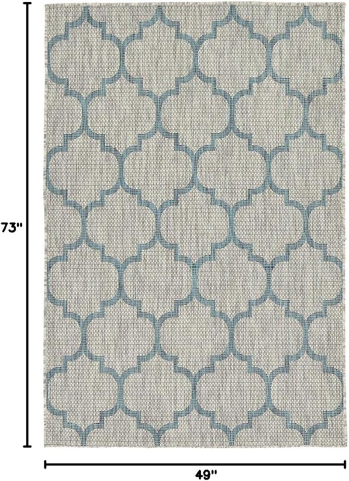 Unique Loom Outdoor Trellis Collection Area Rug (4' 1" x 6' 1" Rectangle, Gray/ Ivory)