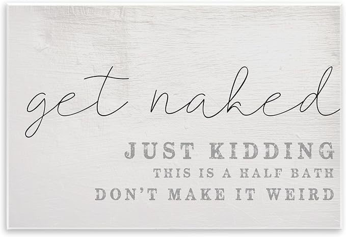 Half Bath Humor Comic Phrase, 13 x 19 Inch Mounted Print on Wall Plaque | Stupell Industries · By Lil' Rue · Ready to hang · Great gift for bathroom decor · Made in USA
