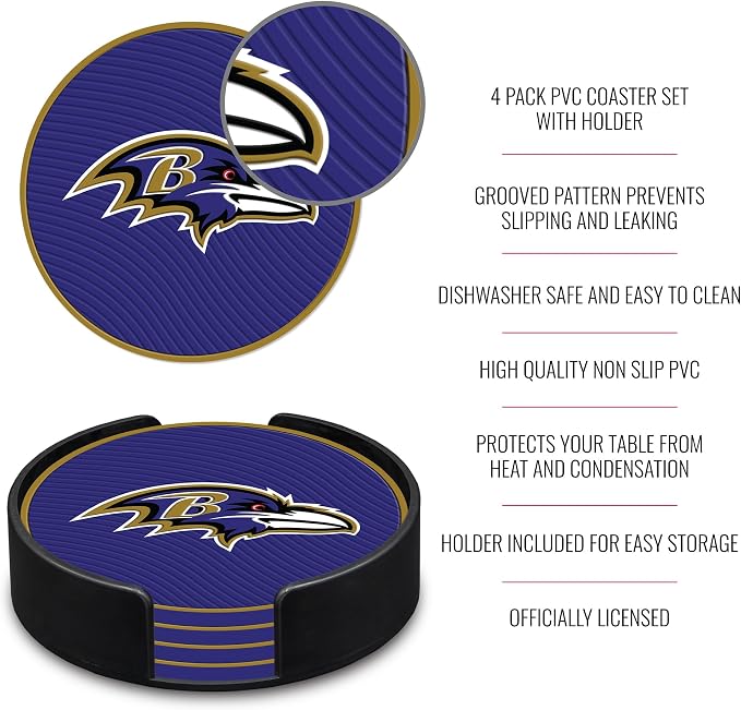 Rico Industries NFL Football Classic Favorites: PVC Coaster Set (4-Pack)