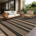 COZYLOOM 4x6 Bedroom Rug Machine Washable Area Rugs for Living Room Non Slip Non Shedding Modern Striped Easy Jute Rug Stain Resistant Geometric Carpet for Nursery RV Patio, Black/Coffee