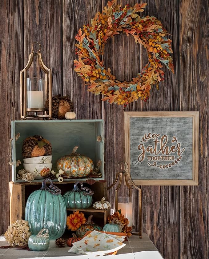 Boston International Handblown Glass Pumpkin Tabletop Décor, 7.5 x 11-Inches, Blue Autumn