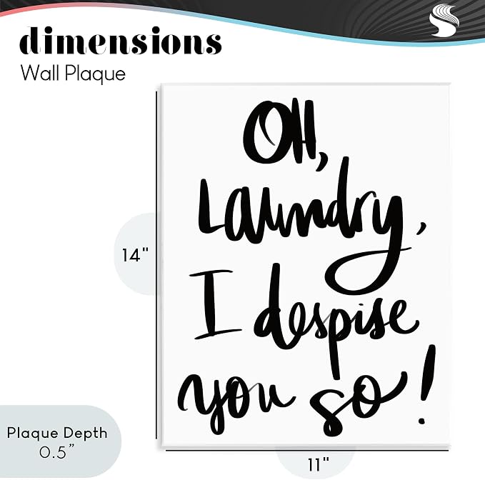 Stupell Industries 'Laundry I Despise You', Wall Plaque Art, 11 x 14 Inches, Easy to Hang and Sturdy, Made in USA, by SD Graphics Studio | Stupell Industries | 11 x 14 Inches, Easy to Hang and Sturdy, Made in USA, by SD Graphics Studio